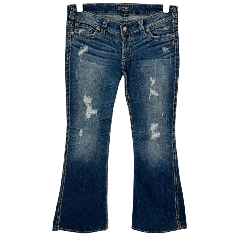 Silver Jeans Frances 22” Flare Women’s Bootcut Distressed Low Rise SZ 33